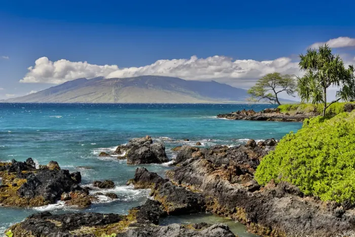 Framed Print : Coastline along Wailea Beach Path near Polo Beach Park, Maui, Hawaii