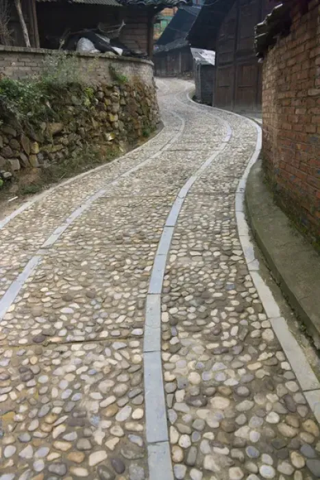 Framed Print : Cobbled street in the Miao village, Kaili, Guizhou, China Framed Print : Cobbled street in the Miao village, Kaili, Guizhou, China