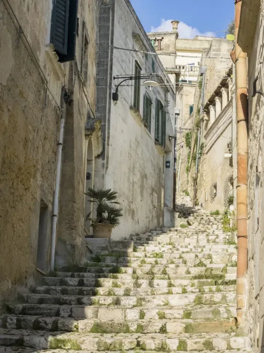 Framed Print : Cobblestone stairs in the old town of Matera Framed Print : Cobblestone stairs in the old town of Matera