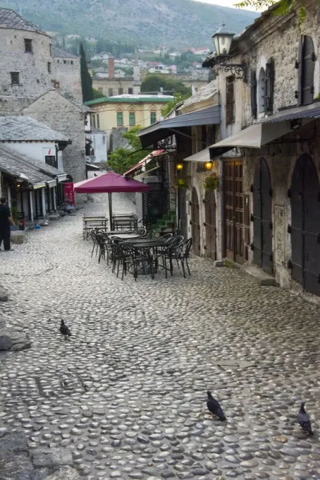Framed Print : Cobblestone street in the old town, Mostar, Bosnia and Herzegovina Framed Print : Cobblestone street in the old town, Mostar, Bosnia and Herzegovina