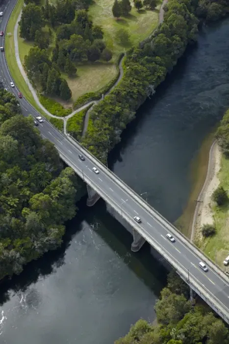 Framed Print : Cobham Bridge (State Highway One), Hamilton, Waikato, North Island, New Zealand - aerial Framed Print : Cobham Bridge (State Highway One), Hamilton, Waikato, North Island, New Zealand - aerial