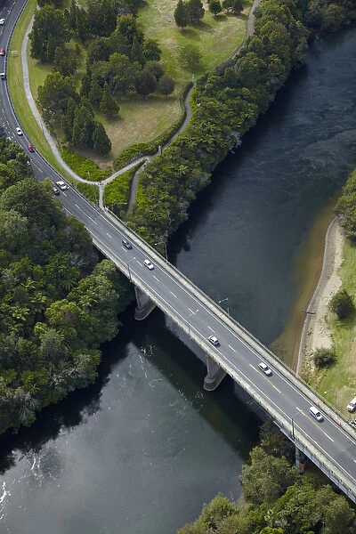 Cobham Bridge (State Highway One), Hamilton, Waikato, North Island, New Zealand - aerial