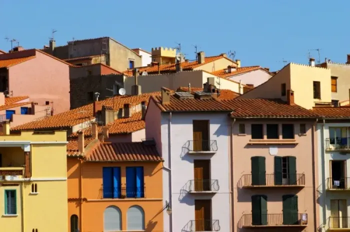 Framed Print : Collioure. Roussillon. Typical village houses. France. Europe Framed Print : Collioure. Roussillon. Typical village houses. France. Europe