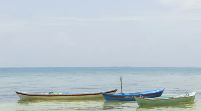 Framed Print : Colombia, San Bernardo Islands. Three small boats Framed Print : Colombia, San Bernardo Islands. Three small boats
