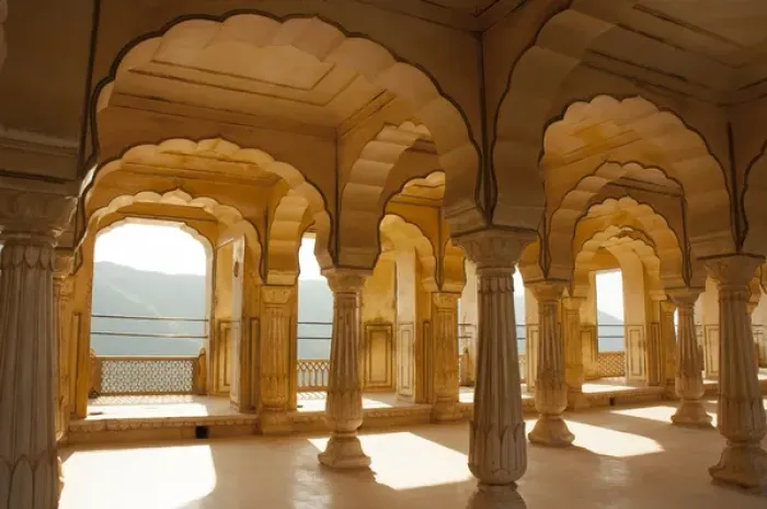 Framed Print : Colonnaded gallery, Amber Fort, Jaipur, Rajasthan, India Framed Print : Colonnaded gallery, Amber Fort, Jaipur, Rajasthan, India