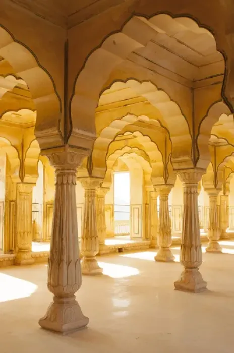 Framed Print : Colonnaded gallery, Amber Fort, Jaipur, Rajasthan, India