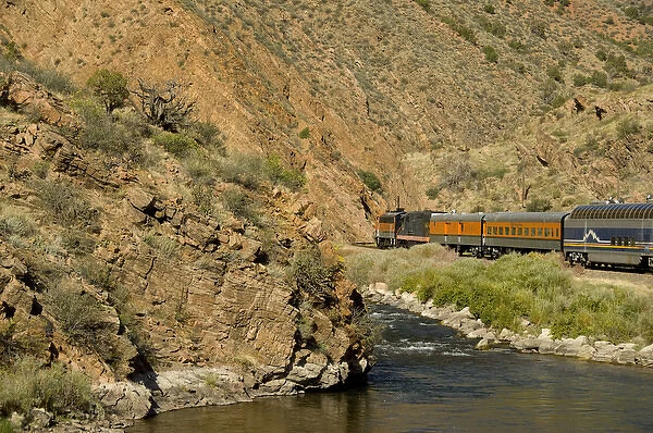 Colorado, Canon City, Royal Gorge Railroad. Views from the train along the Arkansas River