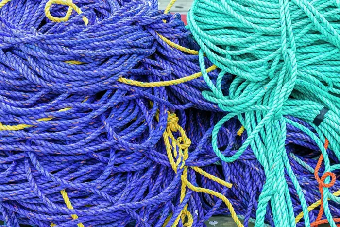 Framed Print : Colored rope on dock at Fisherman's Cove, Eastern Passage, Nova Scotia, Canada