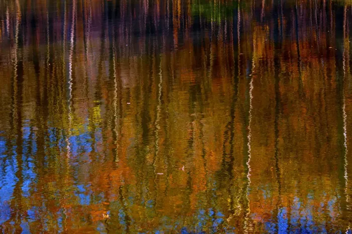 Framed Print : Colorful abstract reflection in lake water
