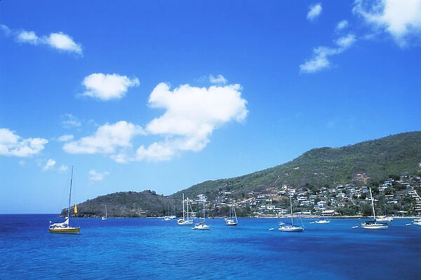 Colorful Admiralty Bay at Port Elizabeth in Bequia, Grenadines