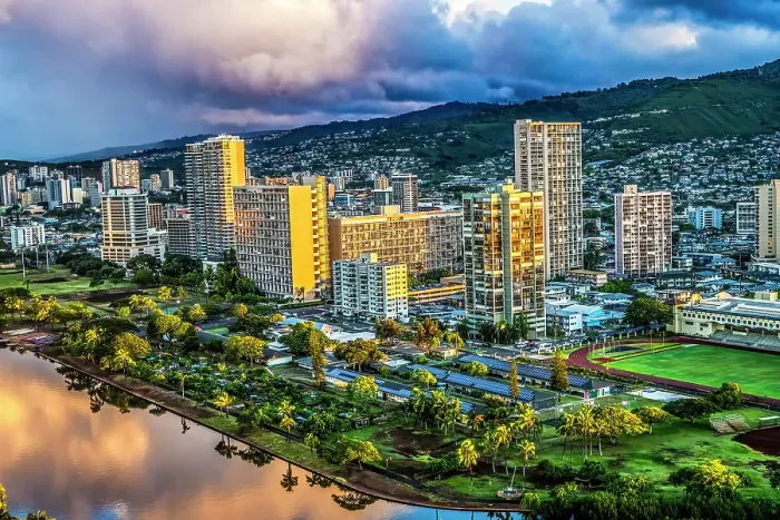 Framed Print : Colorful Ala Wai Canal, Honolulu, Oahu, Hawaii Framed Print : Colorful Ala Wai Canal, Honolulu, Oahu, Hawaii