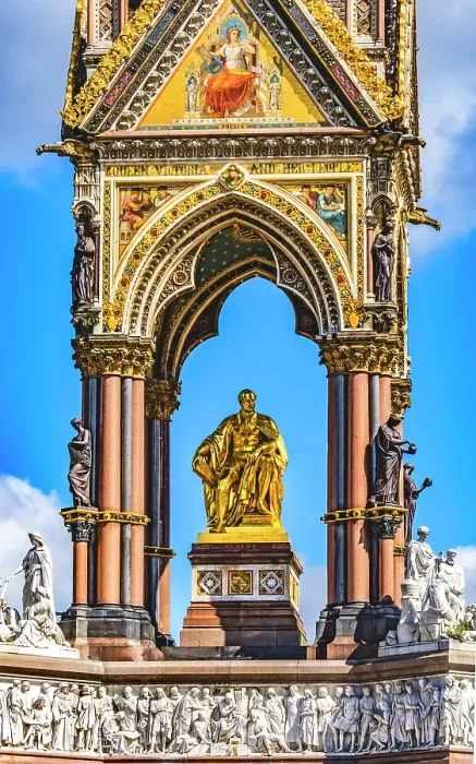 Framed Print : Colorful Albert Memorial, Kensington, London, England. Opened in 1872 after Prince Albert died at 42 years of age, Queen Victoria's husband
