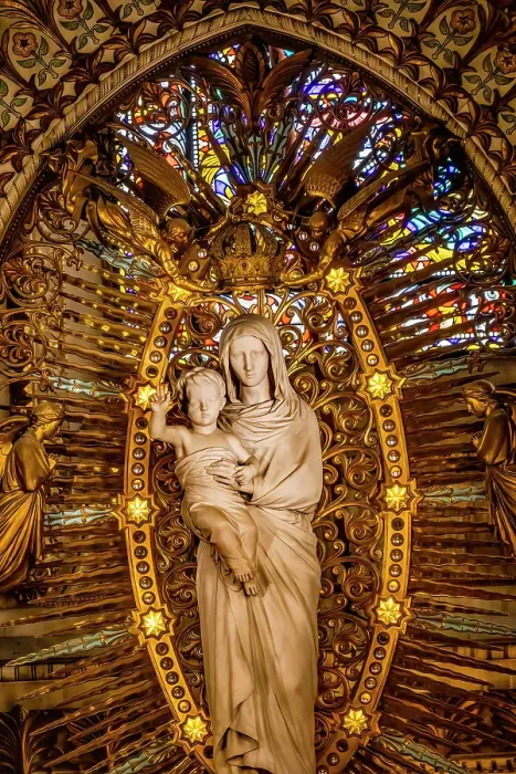 Framed Print : Colorful altar, stained glass, Basilica of Notre Dame de Fourviere, Lyon, France. Built from 1872 to 1896. (Editorial Use Only) Framed Print : Colorful altar, stained glass, Basilica of Notre Dame de Fourviere, Lyon, France. Built from 1872 to 1896. (Editorial Use Only)