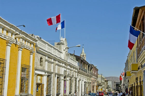 Colorful architecture in the White City of Arequipa, Peru
