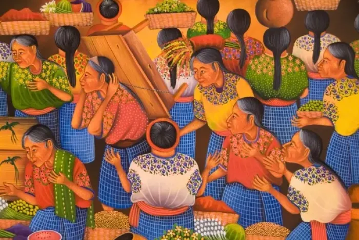 Framed Print : Colorful artwork of painting in market in village of Chichicastenango Guatemala Framed Print : Colorful artwork of painting in market in village of Chichicastenango Guatemala