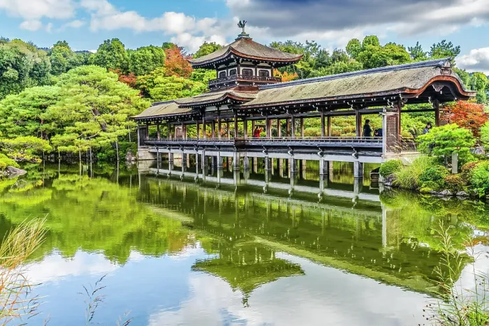 Framed Print : Colorful Autumn, Taihei-kaku, Heian-jingu Shrine, Kyoto, Japan. Built in 1895 copy of the Emperor's Imperial Palace in 1100's. (Editorial Use Only)