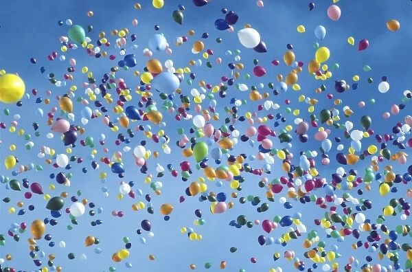 Colorful balloons drifting into the sky