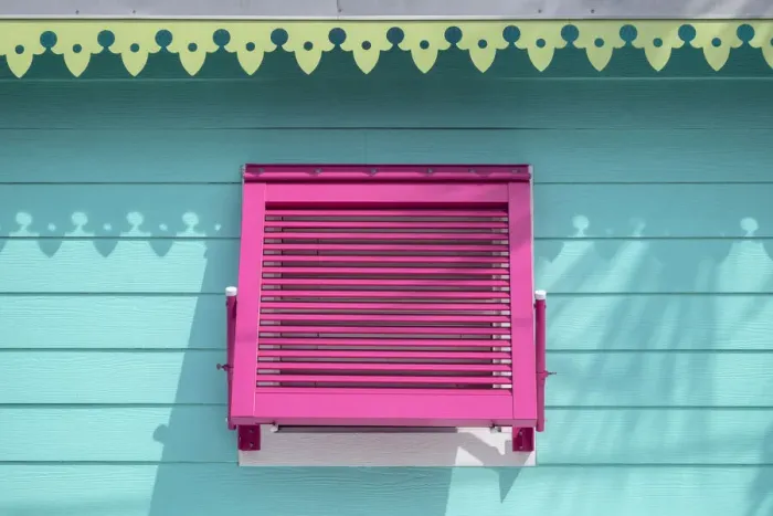 Framed Print : Colorful beach bungalow, USA