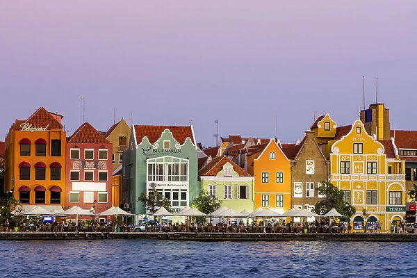 Colorful buildings, architecture in capital city Willemstad, Curacao