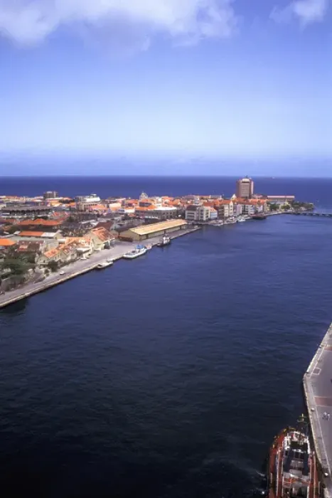 Framed Print : Colorful Buildings of Curacao from Queen Juliana Bridge Framed Print : Colorful Buildings of Curacao from Queen Juliana Bridge