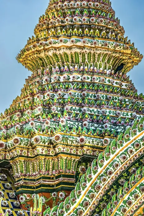 Framed Print : Colorful ceramic Chedi spire pagoda, Wat Pho Temple, Bangkok, Thailand. Built in 1600's. One of the oldest temples in Thailand Framed Print : Colorful ceramic Chedi spire pagoda, Wat Pho Temple, Bangkok, Thailand. Built in 1600's. One of the oldest temples in Thailand