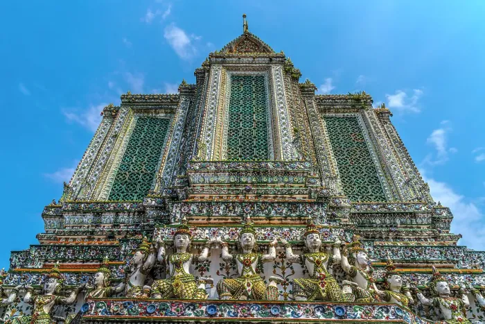 Framed Print : Colorful ceramic guardians, central prang, Wat Arun, Buddhist Temple of Dawn, Bangkok, Thailand. Built in 1600's. One of oldest temples in Thailand Framed Print : Colorful ceramic guardians, central prang, Wat Arun, Buddhist Temple of Dawn, Bangkok, Thailand. Built in 1600's. One of oldest temples in Thailand