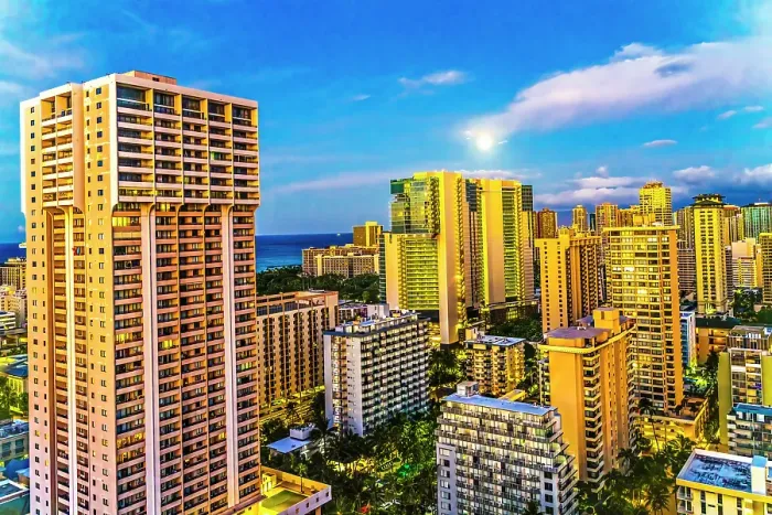 Framed Print : Colorful early morning, Honolulu, Oahu, Hawaii Framed Print : Colorful early morning, Honolulu, Oahu, Hawaii