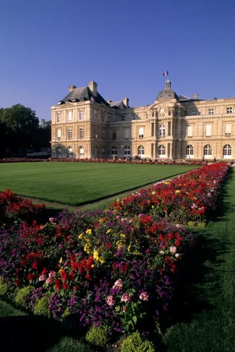 Framed Print : colorful flowers at Luxemburg Palace in Paris France