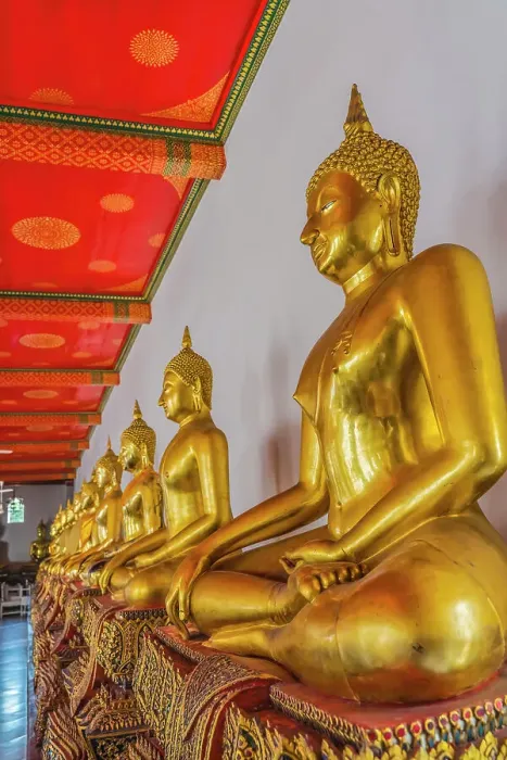 Framed Print : Colorful golden Buddhas, Wat Pho Temple, Bangkok, Thailand. Temple built in 1600's. Phra contains many historical buddhas from all over Thailand Framed Print : Colorful golden Buddhas, Wat Pho Temple, Bangkok, Thailand. Temple built in 1600's. Phra contains many historical buddhas from all over Thailand