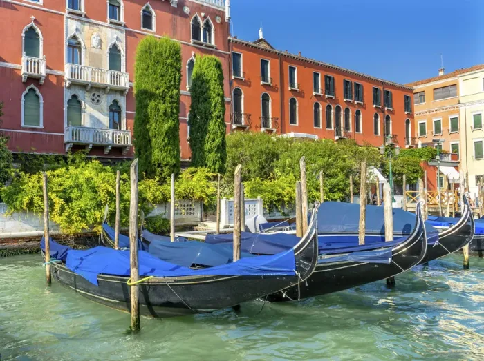 Framed Print : Colorful Grand Canal blue gondola reflections, Venice, Italy
