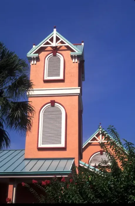 Framed Print : Colorful Graphic Caribbean Architecture