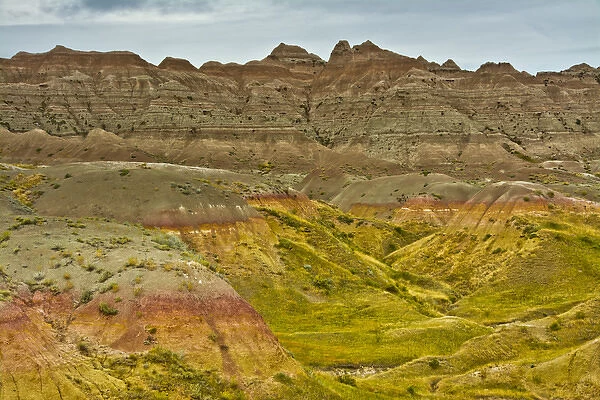 Colorful hills; Badlands Loop Road; Badlands National Park; South Dakota; USA