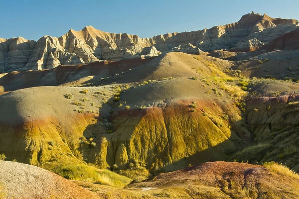 Colorful hills, Badlands Loop Trail, Badlanads National Park, South Dakota, USA
