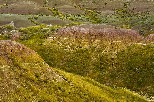 colorful hills; early autumn; Badlands Loop Road; Badlands National Park; South Dakota