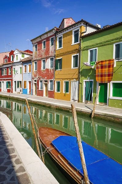 Colorful houses and canal, Burano, Veneto, Italy