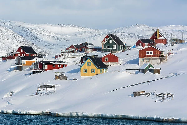 Colorful houses by the sea. Ilulissat, Greenland