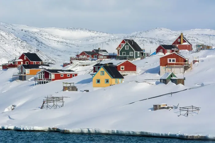 Framed Print : Colorful houses by the sea. Ilulissat, Greenland Framed Print : Colorful houses by the sea. Ilulissat, Greenland