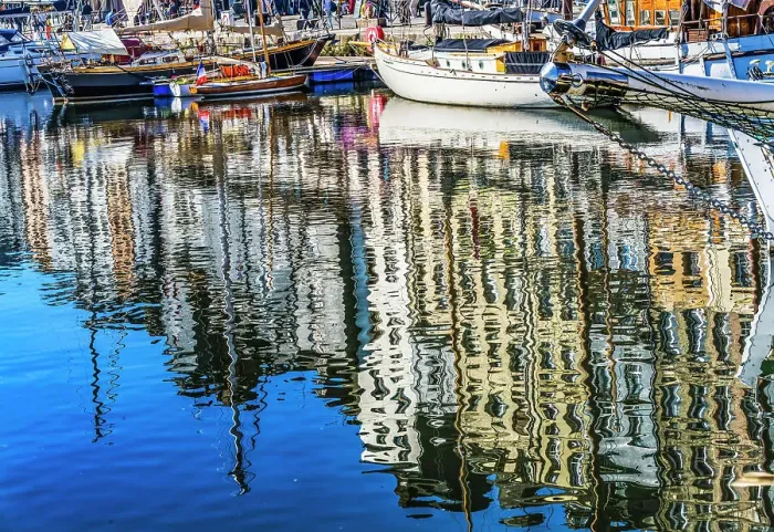 Framed Print : Colorful marina, Inner Harbor, Honfleur, France. Honfleur is famous for its reflections, which inspired Monet Framed Print : Colorful marina, Inner Harbor, Honfleur, France. Honfleur is famous for its reflections, which inspired Monet