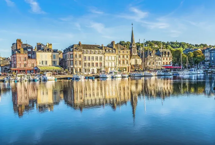 Framed Print : Colorful marina, Inner Harbor, Honfleur, France. Honfleur is famous for its reflections, which inspired Monet Framed Print : Colorful marina, Inner Harbor, Honfleur, France. Honfleur is famous for its reflections, which inspired Monet