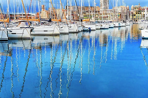 Colorful marina, Marseille, France. Second largest city in France