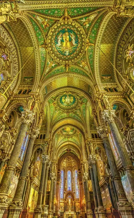 Framed Print : Colorful mosaics, altar, stained glass, Basilica of Notre Dame de Fourviere, Lyon, France. Built from 1872 to 1896. (Editorial Use Only) Framed Print : Colorful mosaics, altar, stained glass, Basilica of Notre Dame de Fourviere, Lyon, France. Built from 1872 to 1896. (Editorial Use Only)