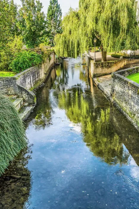 Framed Print : Colorful old buildings, Park Aure River reflection, Bayeux, Normandy, France. Bayeux founded 1st century BC Framed Print : Colorful old buildings, Park Aure River reflection, Bayeux, Normandy, France. Bayeux founded 1st century BC