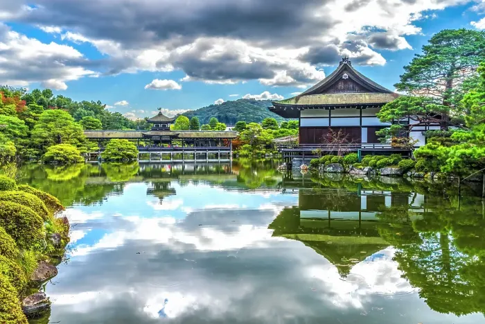 Framed Print : Colorful Peace Bridge, Shobi-kan guesthouse, East Lake, Heian-jingu Shrine, Kyoto, Japan. Built in 1895 copy of the Emperor's Imperial Palace in 1100's Framed Print : Colorful Peace Bridge, Shobi-kan guesthouse, East Lake, Heian-jingu Shrine, Kyoto, Japan. Built in 1895 copy of the Emperor's Imperial Palace in 1100's
