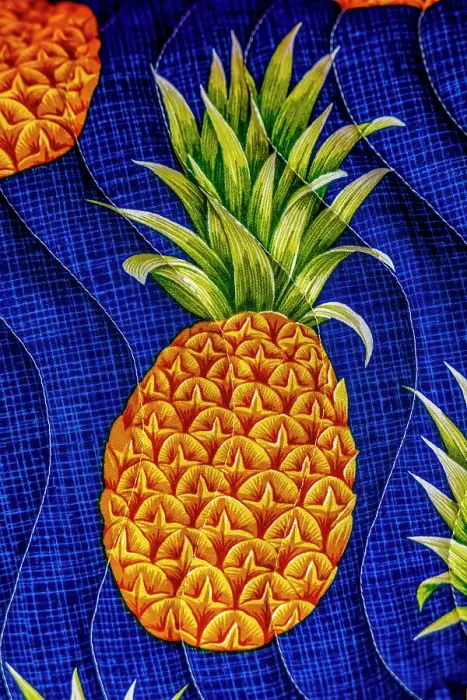 Framed Print : Colorful Polynesian textile, Waikiki, Honolulu, Oahu, Hawaii