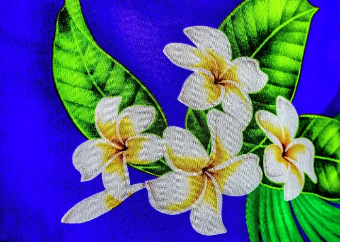 Framed Print : Colorful Polynesian textile, Waikiki, Honolulu, Oahu, Hawaii