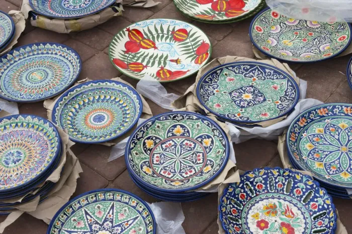 Framed Print : Colorful porcelain plates, Astana, Kazakhstan Framed Print : Colorful porcelain plates, Astana, Kazakhstan