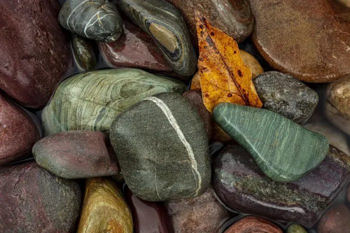 Framed Print : Colorful river rocks along the Middle Fork of the Flathead River in Glacier National Park
