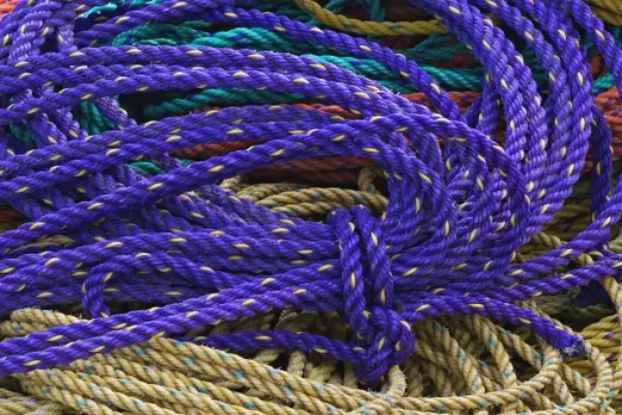 Framed Print : Colorful ropes on dock, Rockport Harbor, Rockport, Maine