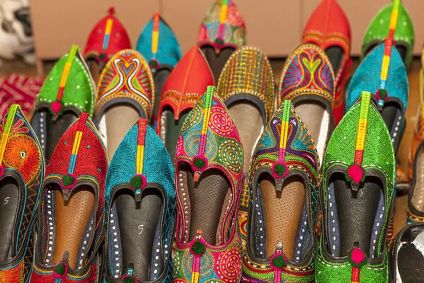 Colorful shoes for sale. Mehrangarh Fort. Jodhpur. Rajasthan. India