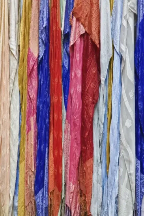 Framed Print : Colorful silk scarves, bazaar, Luxor, Egypt Framed Print : Colorful silk scarves, bazaar, Luxor, Egypt